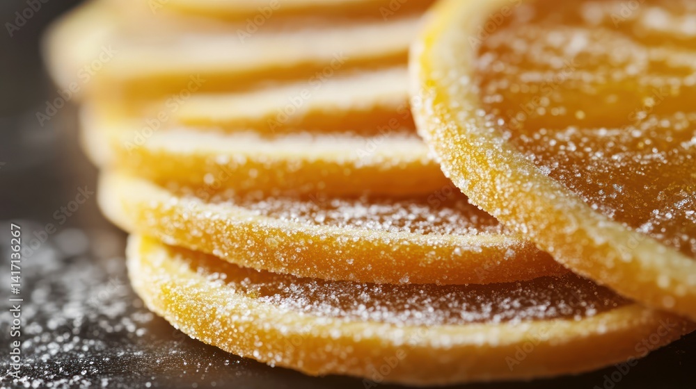 Candied Orange Slices, Close-up, Dark Background, Food Photography Candied Orange Slices, Close-up, Dark Background, Food Photography