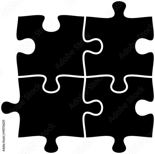 Puzzles grid template icon. Jigsaw puzzle pieces, thinking game and jigsaws detail frame design. Business assemble metaphor or puzzles game challenge
