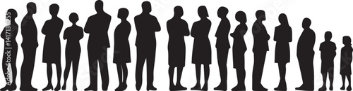 Silhouettes of Diverse People in a Line