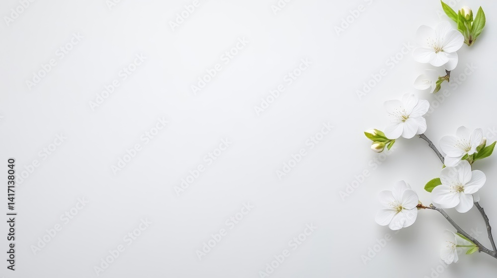 Delicate spring blossoms on a plain white background Delicate spring blossoms on a plain white background