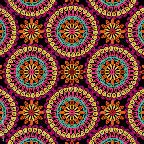 Pattern with crochet granny square wallpaper handmade decorative art design print