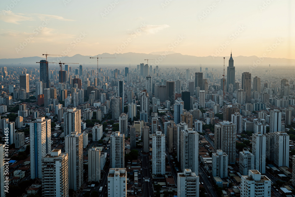 a city skyline with tall buildings and mountains in the background a city skyline with tall buildings and mountains in the background