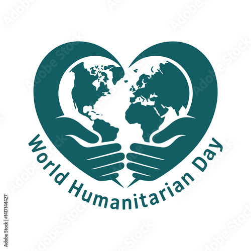 World Humanitarian Day, Hands Globe and Heart Symbol, Vector template, illustration background.
