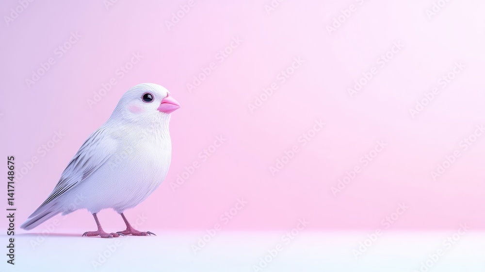 Delicate white bird on a soft pink background Delicate white bird on a soft pink background