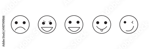 smiley emoticons, happy face. rating or feedback emojis. Face smile icon positive, negative neutral. Vector illustration 