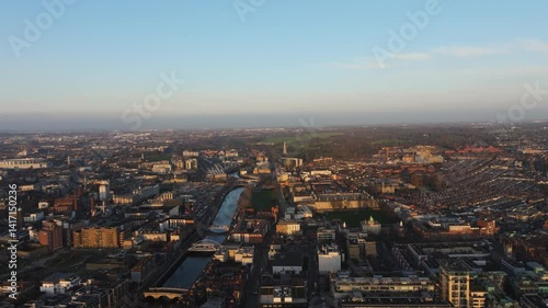 Wallpaper Mural Breathtaking 4K Cinematic Drone footage capturing the magical golden hour sunrise over Dublin, Ireland. As the first light spills across. Smithfield 48 Torontodigital.ca
