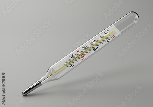 Thermometer fever temperature medical healthcare illness sickness mercury glass clinical body heat check 41c