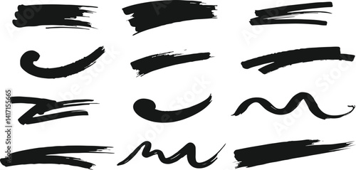 Hand-drawn vector underlines, marker strokes, swoops, and wave doodles for creative highlights and graphic design.

