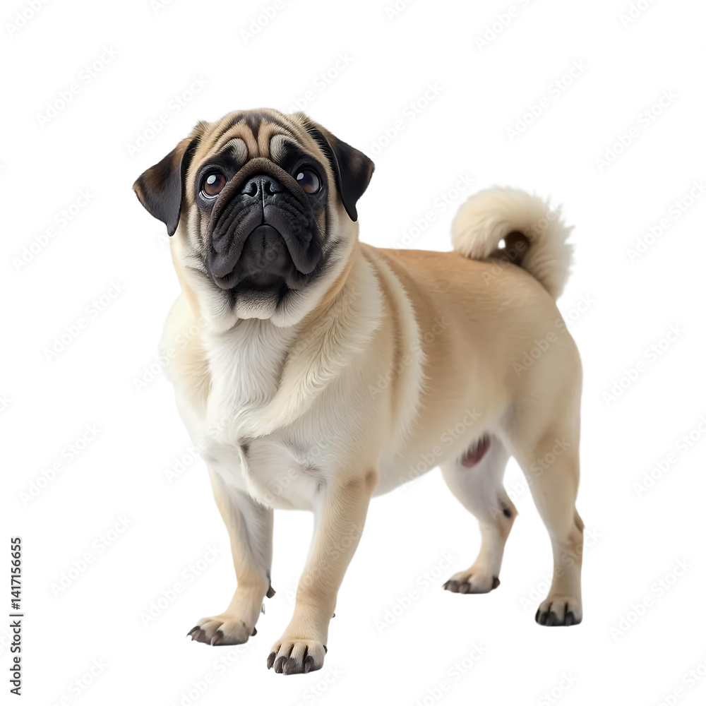 Cute Pug Puppy Standing On White Background For Pet Blog Cute Pug Puppy Standing On White Background For Pet Blog
