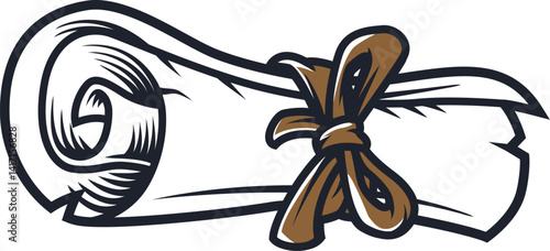 Watercolor illustrations of two vintage brown paper scrolls with torn edges and aged texture on a white background.