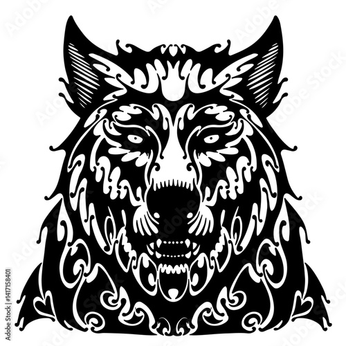 Vector of dire wolf tribal tattoo design