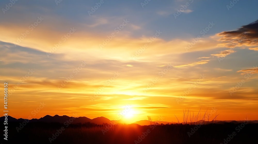 Majestic Sunset Over Mountains with Vibrant Colors Creating Breathtaking Scenic View : Generative AI Majestic Sunset Over Mountains with Vibrant Colors Creating Breathtaking Scenic View : Generative AI