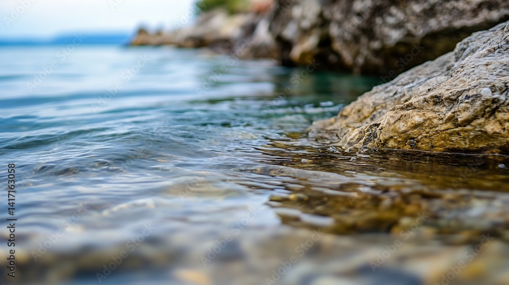 Serene lake with pebbles under clear water and smooth rocks captured in a tranquil moment : Generative AI Serene lake with pebbles under clear water and smooth rocks captured in a tranquil moment : Generative AI