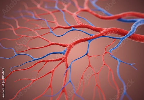 Blood vessels veins arteries capillaries human anatomy medical science circulatory system health 3d render
