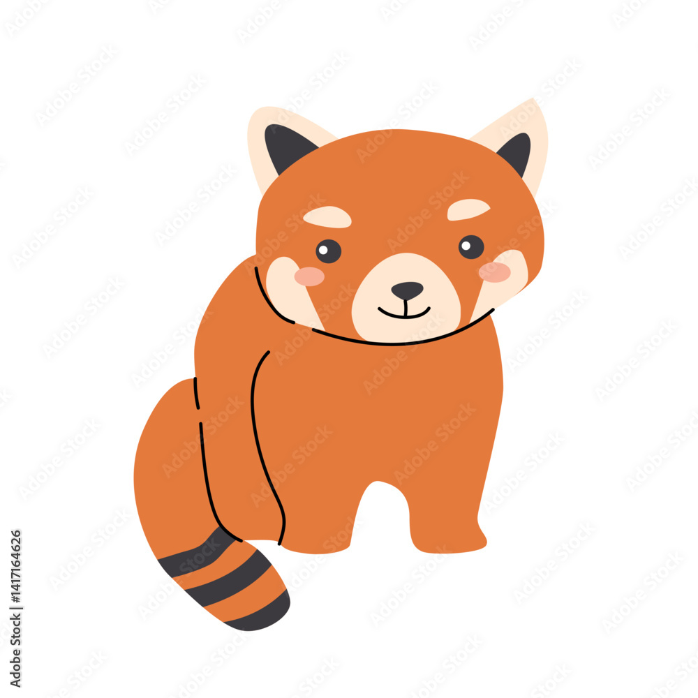 Fototapeta premium Cute red panda illustration featuring adorable wildlife animal.