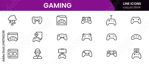 Game icon set. Gaming icon elements containing points and life bars, console, player, chess, multiplayer, casino, and mobile game icons.