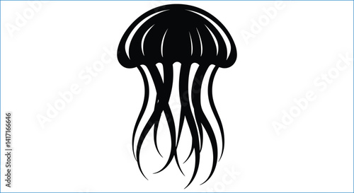 Black Jellyfish Vector Illustration On White Background For Graphic Design Use