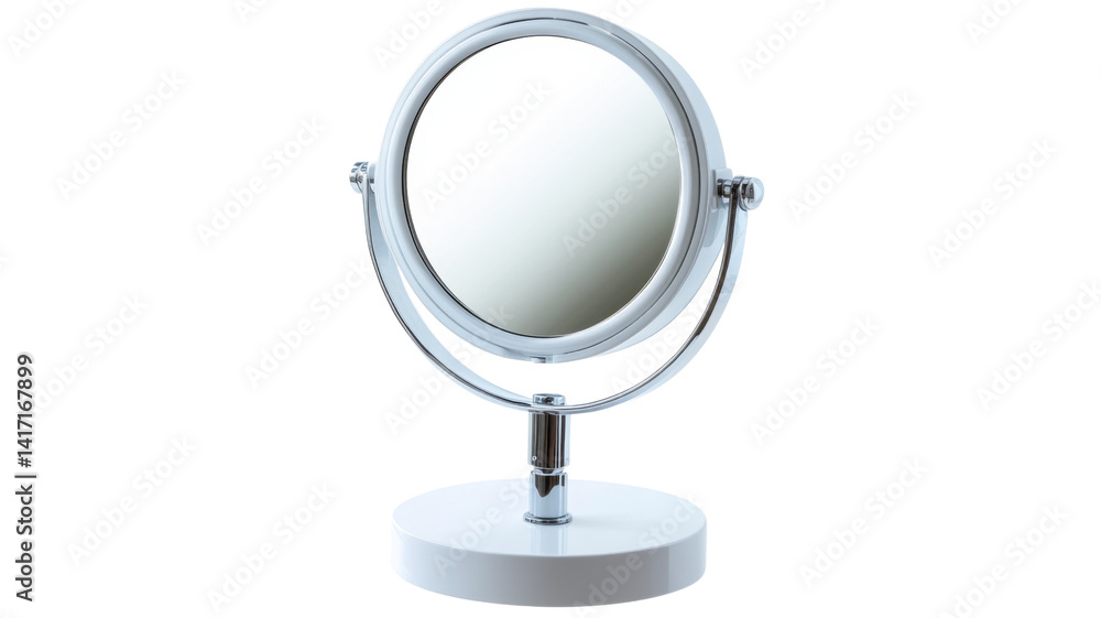 Round makeup mirror on transparent background reflecting light Round makeup mirror on transparent background reflecting light
