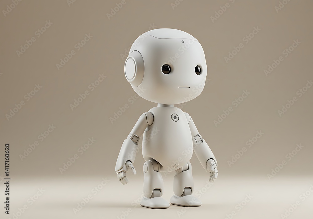 Fototapeta premium Cute robot ai character artificial intelligence future technology automation humanoid robotic design 3d render