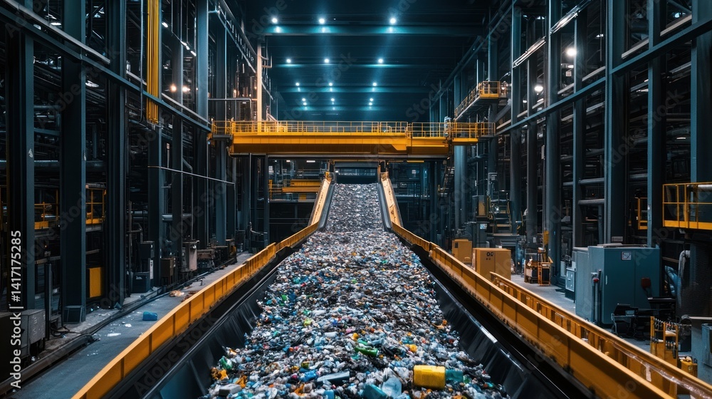 Fototapeta premium Modern Waste Recycling Plant: A Glimpse into Sustainable Solutions