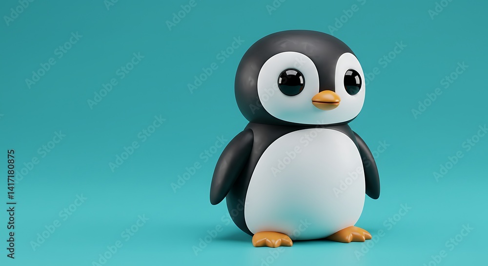 Fototapeta premium Adorable penguin illustration cute animal penguin cartoon penguin character penguin on blue background