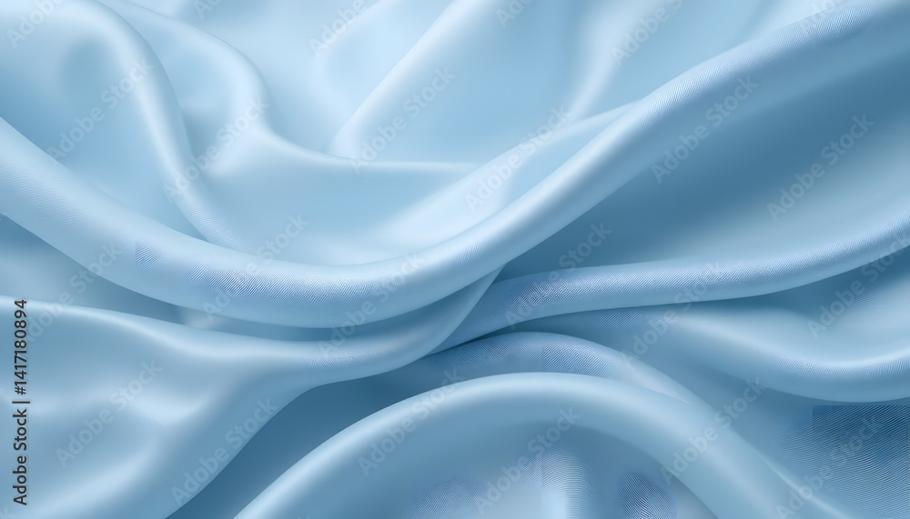 Obraz premium Elegant Light Blue Satin Fabric Texture Smooth, Luxurious Drape