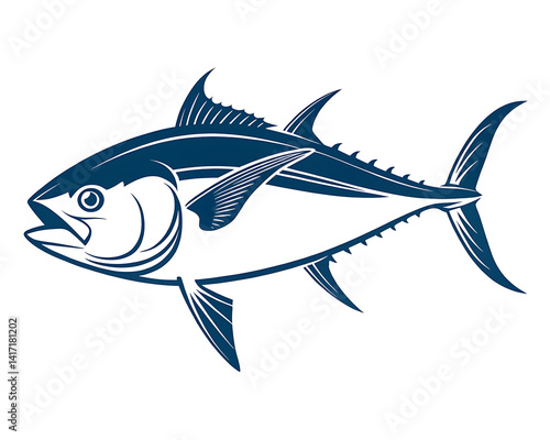 An elegant  tuna fish silhouette icon set against a clean white background.