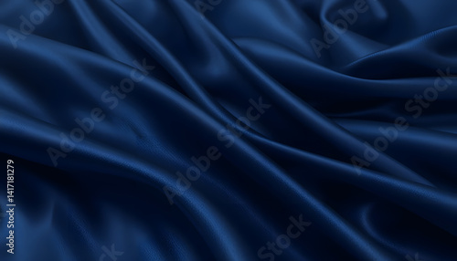 Wallpaper Mural Luxurious Navy Blue Satin Fabric Texture Smooth, Elegant Drape Torontodigital.ca