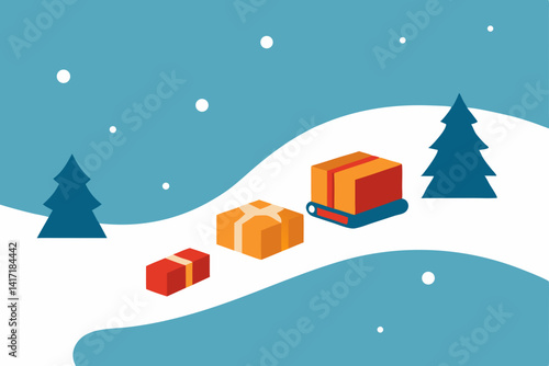 winter landscape with christmas tree