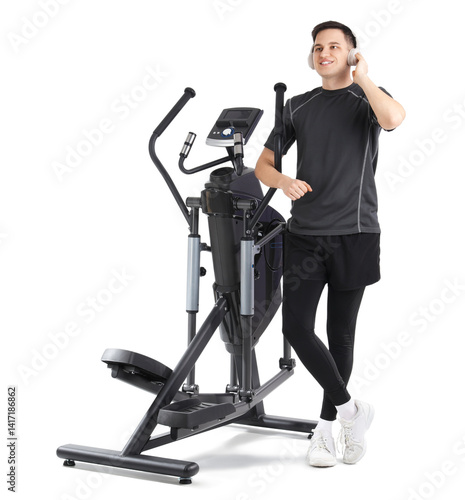 Sporty young man with headp...