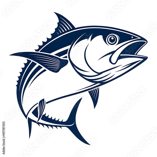 An elegant  tuna fish silhouette icon set against a clean white background.
