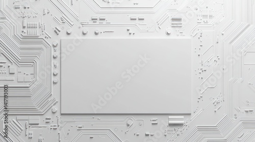 White circuit board with blank rectangular space.