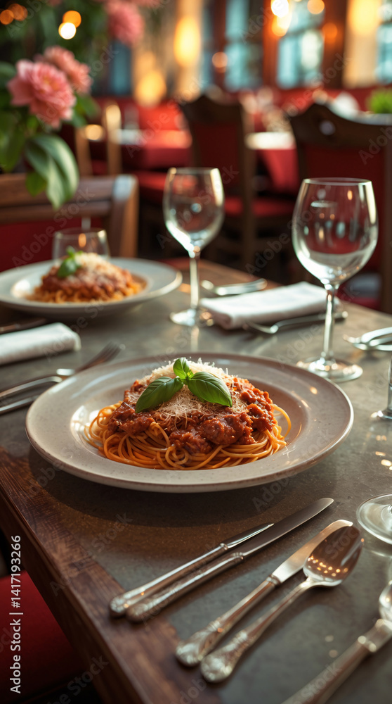 two plates of delicious spaghetti carbonara and wine in fine dining setting perfect for a romantic dinner date premium stock photo inspiration two plates of delicious spaghetti carbonara and wine in fine dining setting perfect for a romantic dinner date premium stock photo inspiration
