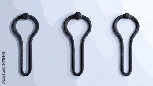 Three Black Chain Necklaces on White Background