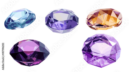 Collection of Faceted Gemstones in Vibrant Hues