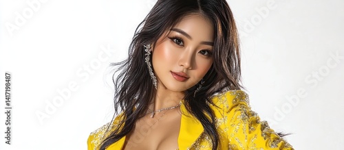 Asian Woman in Yellow Fashion Portrait