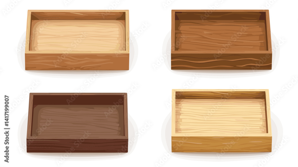Four Wooden Boxes in Various Brown Shades Four Wooden Boxes in Various Brown Shades