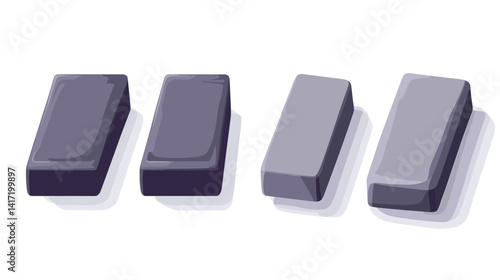Isometric Illustration of Gray and Purple Rectangular Blocks