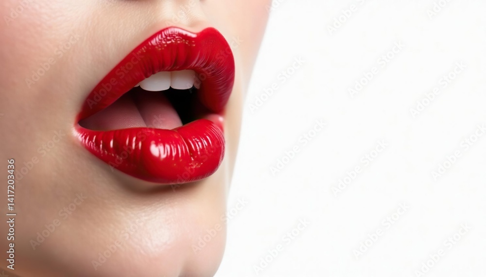 Obraz premium Bold red lips on pristine white backdrop High-resolution image , image, studio shot