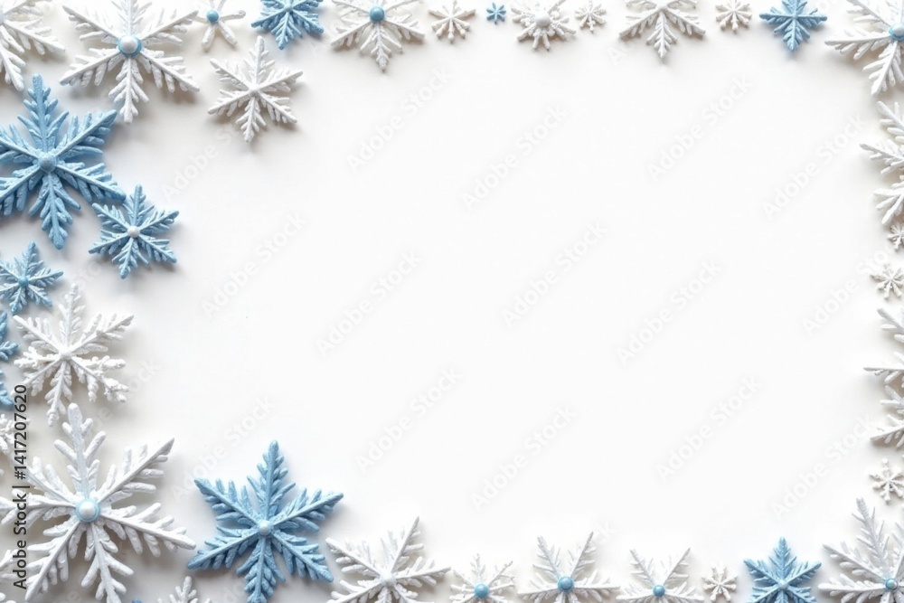 Delicate snowflake border on white background , vector art, snowflakes, borders Delicate snowflake border on white background , vector art, snowflakes, borders