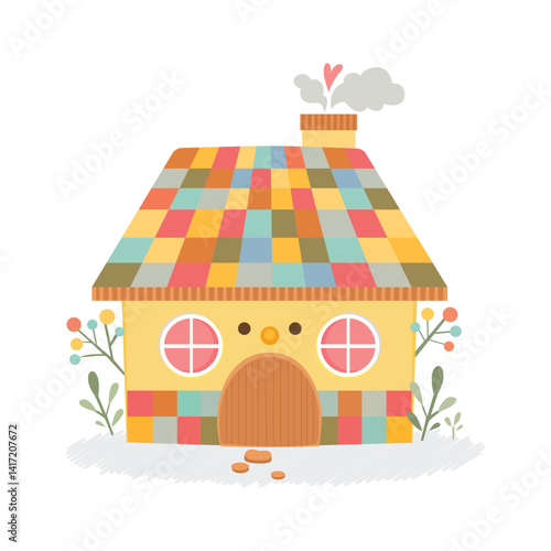 vector illustration of Cute house cartoon style