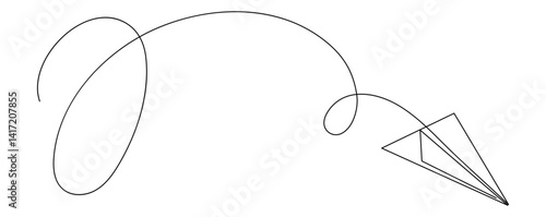 Paper plane fly. Continuous line drawing.