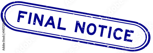 Grunge blue final notice word rubber seal stamp on white background