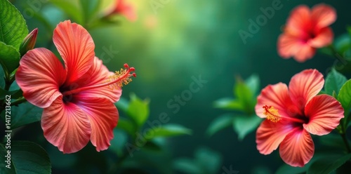 Wallpaper Mural Colorful hibiscus flowers in a lush tropical garden, hibiscus, nature photography Torontodigital.ca
