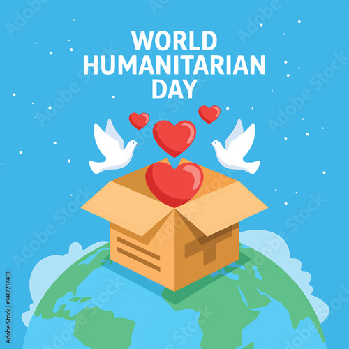 World humanitarian day vector illustration for charity and donation campaign promotion design