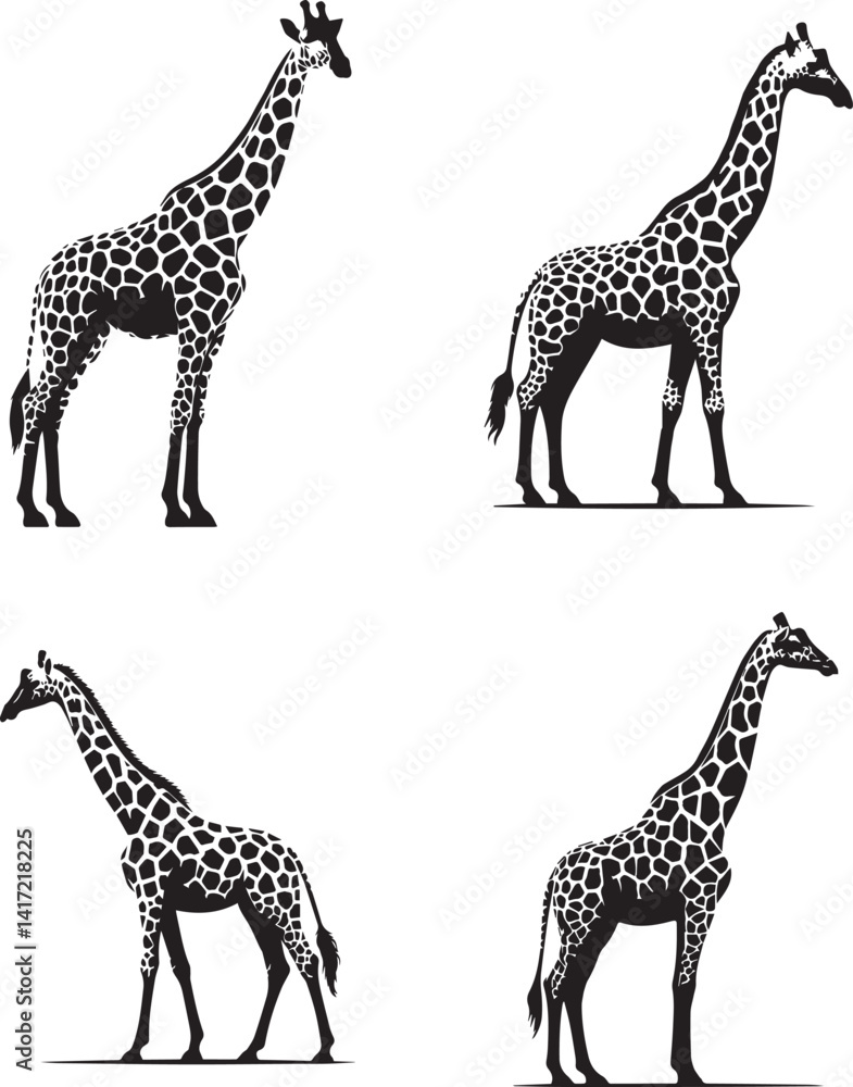 Obraz premium Spots Giraffe Vector Illustration – Fun and Spotted Safari Animal Character