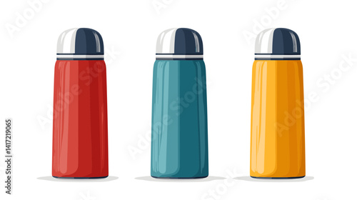 Three Insulated Water Bottles in Red, Teal and Yellow