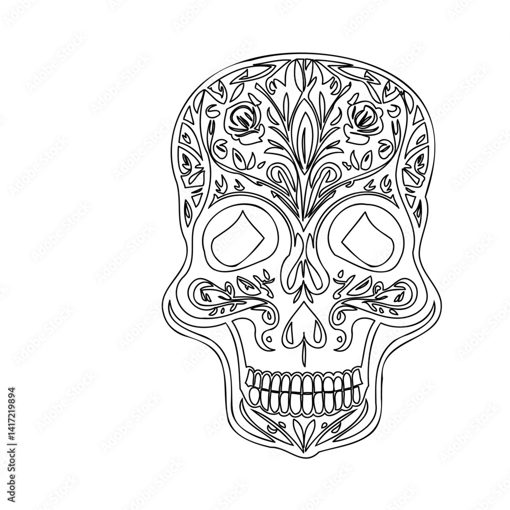 Fototapeta premium Floral Decorated Skull Graphic Illustration Art