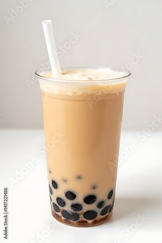 Bubble tea drink with tapioca pearls