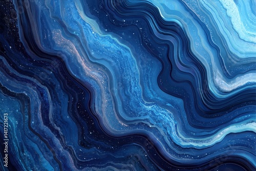 Abstract blue agate design with starry, wavy, and layered patterns. Use it for website backgrounds or elegant print and design projects.